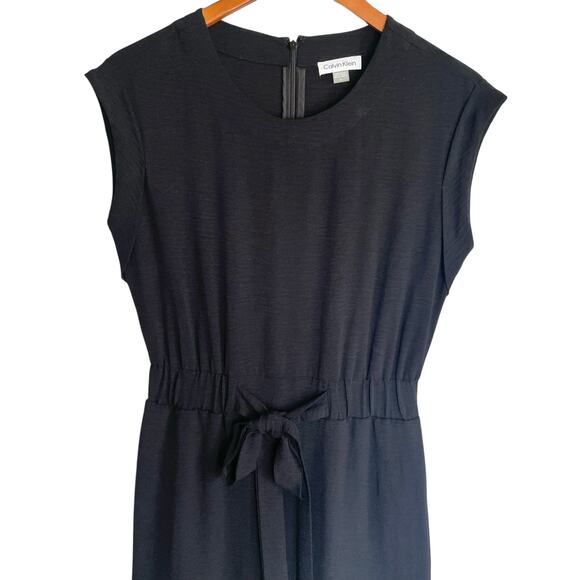 Calvin Klein Black Wide Leg Jumpsuit Size 2 Sleeveless Belted Closet Basic Work - Picture 3 of 10